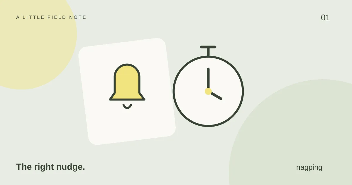 Sage and yellow editorial illustration of a reminder bell and timer.