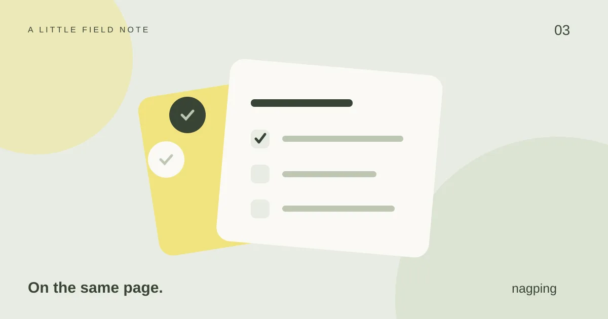 Sage and yellow editorial illustration of a shared list.